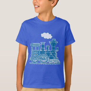 Blue steam locomotive train "your name" t-shirt