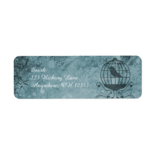 Blue Steampunk Bird Cage Return Address Labels