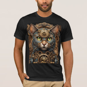 blue steampunk cat AI art T-Shirt 
