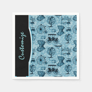 Blue Steampunk Pattern Napkins