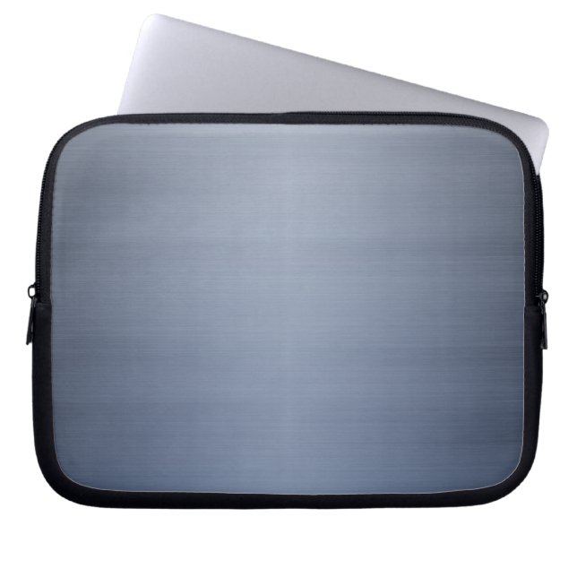 Blue Steel Brushed Metal Laptop Sleeve (Front)