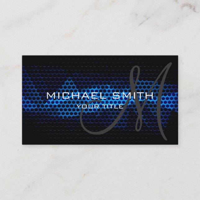 Blue Steel Metal Professional Business Card (Front)