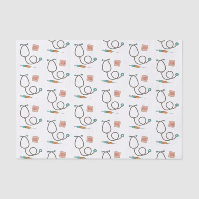 Blue Stethoscope Medical Tissue Paper (Front)