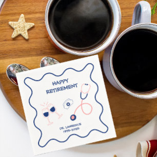 Blue Stethoscope Nurse Retirement Party Napkin