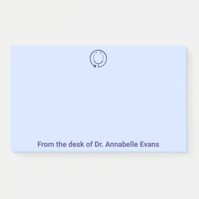 Blue Stethoscope Personalise Post-it Notes (Front)