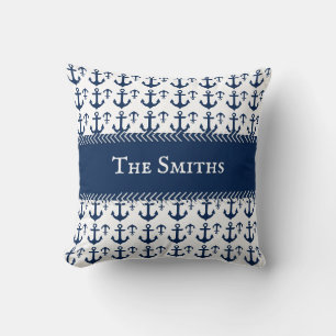 Blue Stiched Band over Anchors Custom Cushion