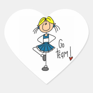 Blue Stick Figure Cheerleader T-shirts and Gifts Heart Sticker