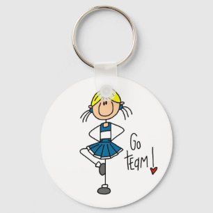 Blue Stick Figure Cheerleader T-shirts and Gifts Key Ring