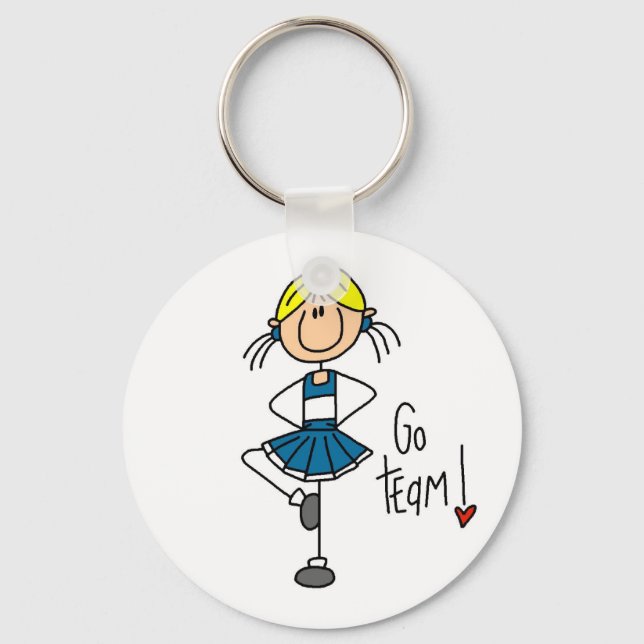 Blue Stick Figure Cheerleader T-shirts and Gifts Key Ring (Front)