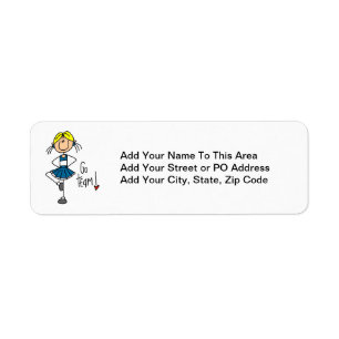 Blue Stick Figure Cheerleader T-shirts and Gifts Return Address Label