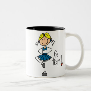 Blue Stick Figure Cheerleader T-shirts and Gifts Two-Tone Coffee Mug