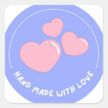 Blue Sticker With Pink Hearts For Packages