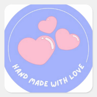 Blue Sticker With Pink Hearts For Packages