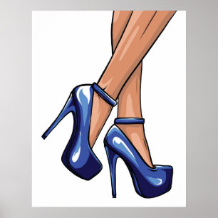 Blue Stiletto Heels and Legs  Poster