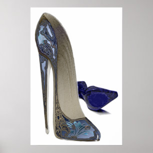 Blue Stiletto Shoes Art Poster