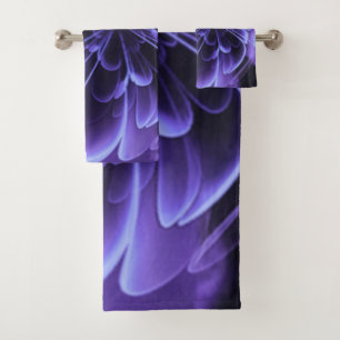 Blue Stilized Corolla Bent Up Petals Bath Towel Set