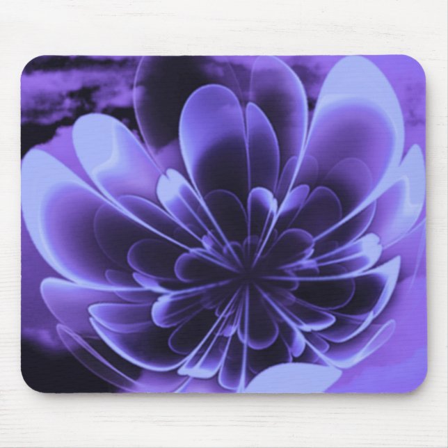 Blue Stilized Corolla Bent Up Petals Mouse Pad (Front)