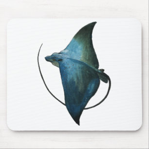 Blue Stingray Illustration Mouse Pad