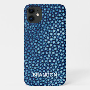 Blue Stingray Skin Print Name Personalised iPhone 11 Case