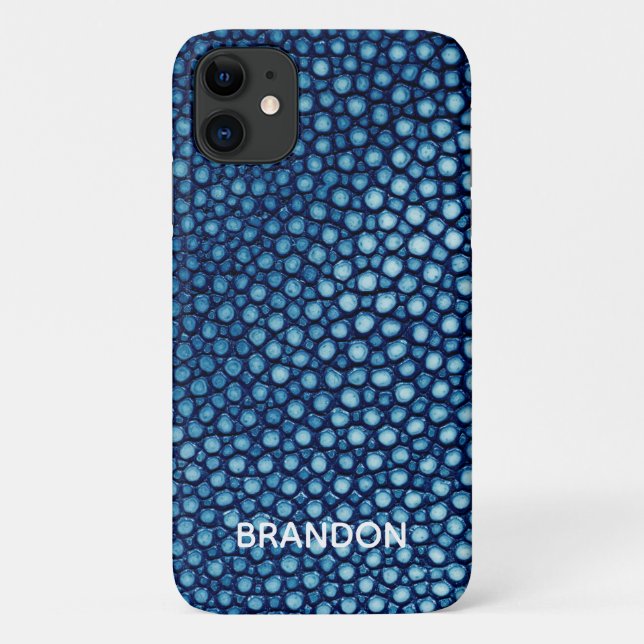Blue Stingray Skin Print Name Personalised Case-Mate iPhone Case (Back)
