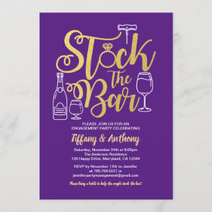 Blue Stock the bar invitation engagement party