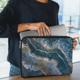 Blue Stone Agate Look Macro Photography Laptop Sleeve