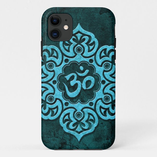 Blue Stone Floral Om Case-Mate iPhone Case (Back)