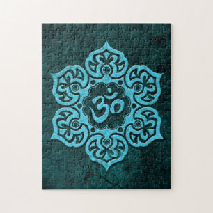 Blue Stone Floral Om Jigsaw Puzzle