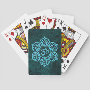 Blue Stone Floral Om Playing Cards