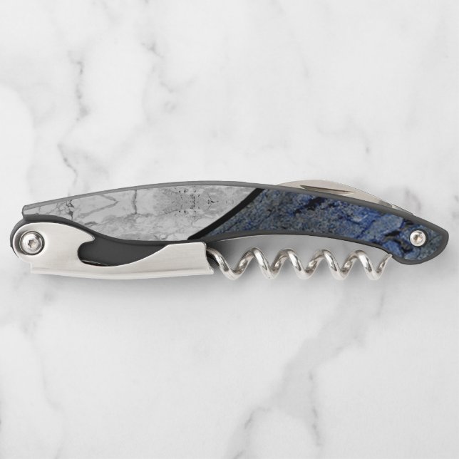 Blue Stone Marbled Pattern Corkscrew (Front)