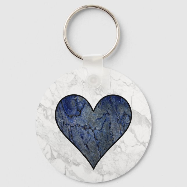 Blue Stone Marbled Pattern Key Ring (Front)