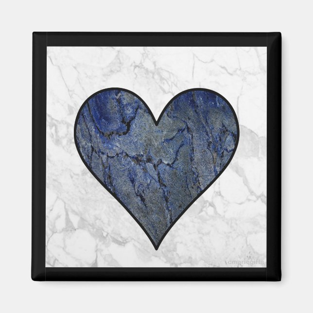 Blue Stone Marbled Pattern Magnet (Front)