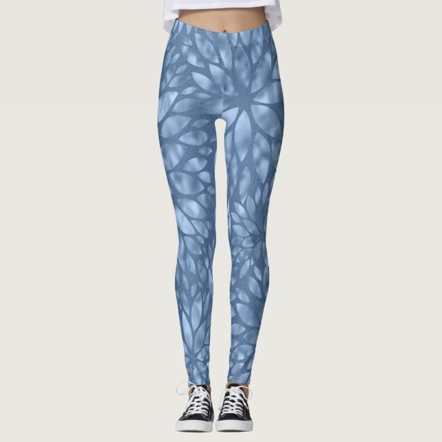 Blue-stone Shimmering Dahlia Women's Legging (Front)