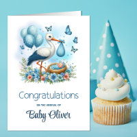 Blue Stork Baby Boy Congratulations