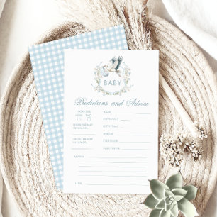 Blue Stork Baby Boy Shower Predictions Advice Game
