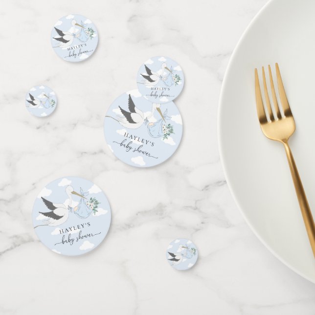 Blue Stork Baby Shower Confetti (Group)