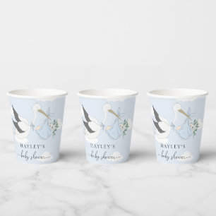 Blue Stork Baby Shower Paper Cups