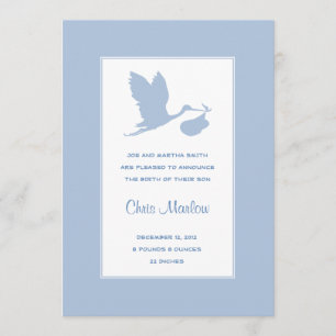 Blue Stork Birth Announcement