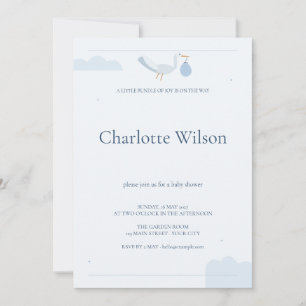 Blue Stork Cloud Bundle of Joy Baby Shower Invitation