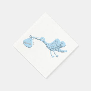 Blue Stork Delivering Boy Napkin