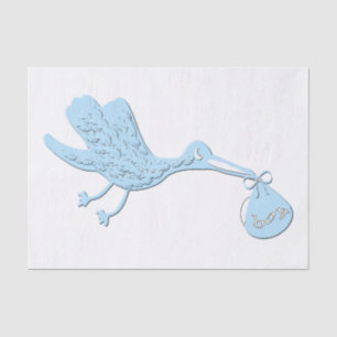 Blue Stork Delivering Boy Tissue Paper