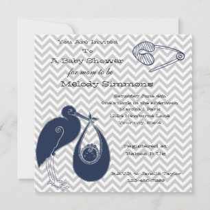 Blue Stork Invitation