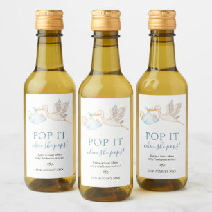 Blue Stork Pop it when she Pops Wine Label
