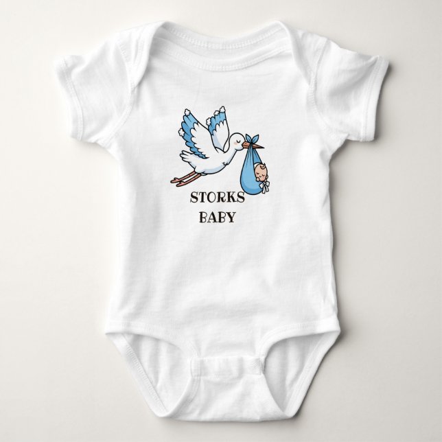 Blue STORKS  Baby Bodysuit (Front)