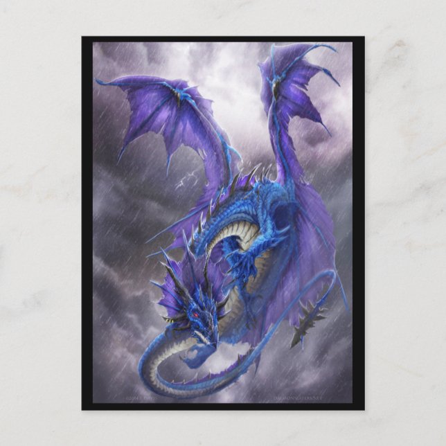 Blue Storm Dragon Postcard (Front)