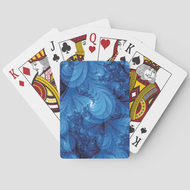 Blue Stormy Seas Fractal Playing Cards (Back)