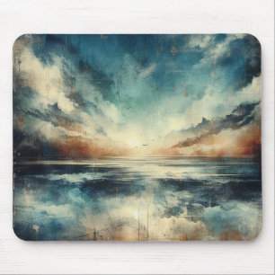Blue Stormy Seascape Old Photograph Mouse Pad