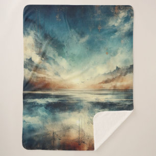 Blue Stormy Seascape Old Photograph Sherpa Blanket