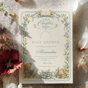 Blue Storybook A New Chapter Baby Shower Invitation