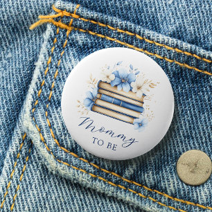 Blue Storybook Baby Shower Mom To Be Button